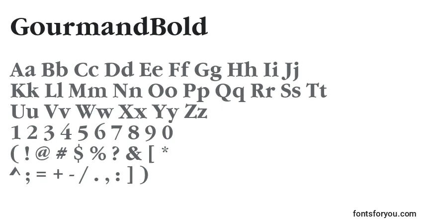 Schriftart GourmandBold – Alphabet, Zahlen, spezielle Symbole