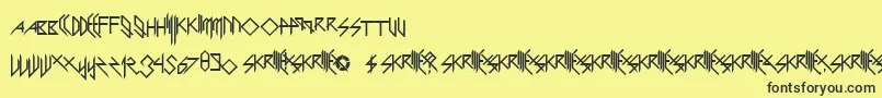 ScaryGlyphsAndNiceCharacters Font – Black Fonts on Yellow Background