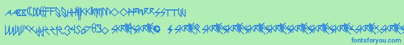 ScaryGlyphsAndNiceCharacters Font – Blue Fonts on Green Background