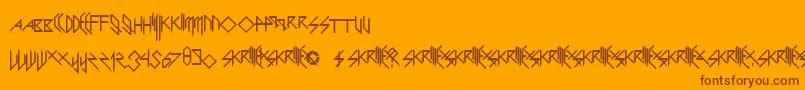 ScaryGlyphsAndNiceCharacters Font – Brown Fonts on Orange Background