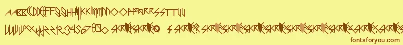 ScaryGlyphsAndNiceCharacters Font – Brown Fonts on Yellow Background