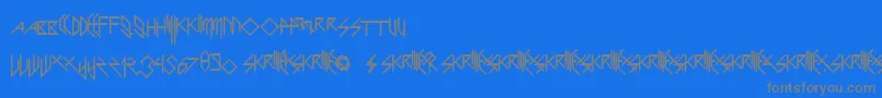 ScaryGlyphsAndNiceCharacters-Schriftart – Graue Schriften auf blauem Hintergrund