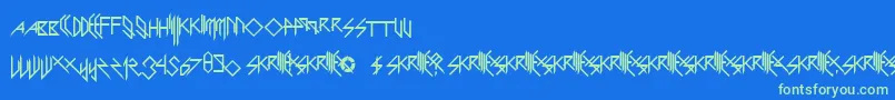 ScaryGlyphsAndNiceCharacters Font – Green Fonts on Blue Background