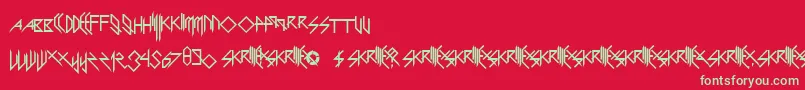 ScaryGlyphsAndNiceCharacters Font – Green Fonts on Red Background