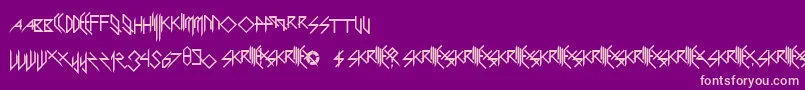 ScaryGlyphsAndNiceCharacters-Schriftart – Rosa Schriften auf violettem Hintergrund