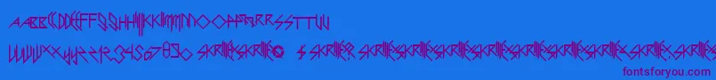 ScaryGlyphsAndNiceCharacters Font – Purple Fonts on Blue Background