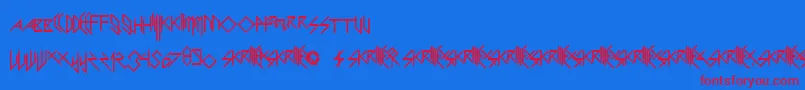 ScaryGlyphsAndNiceCharacters Font – Red Fonts on Blue Background