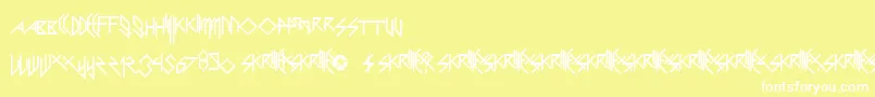 ScaryGlyphsAndNiceCharacters Font – White Fonts on Yellow Background