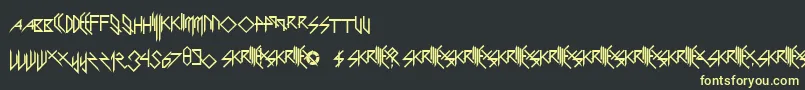 ScaryGlyphsAndNiceCharacters Font – Yellow Fonts on Black Background