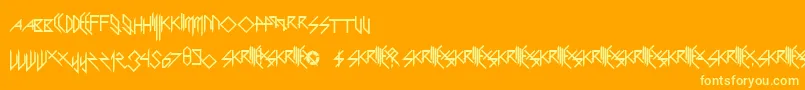 ScaryGlyphsAndNiceCharacters Font – Yellow Fonts on Orange Background