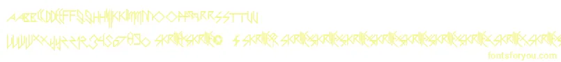 フォントScaryGlyphsAndNiceCharacters – 白い背景に黄色の文字
