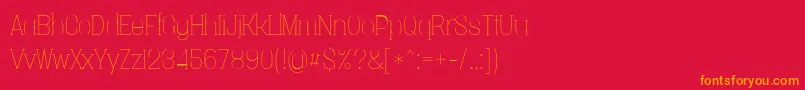 フォントVacerserifthinpersonal – 赤い背景にオレンジの文字