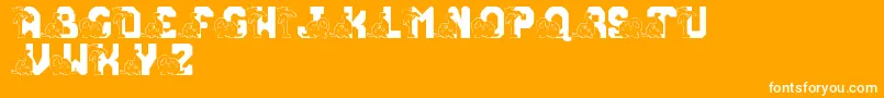 LmsConradasaur-Schriftart – Weiße Schriften auf orangefarbenem Hintergrund