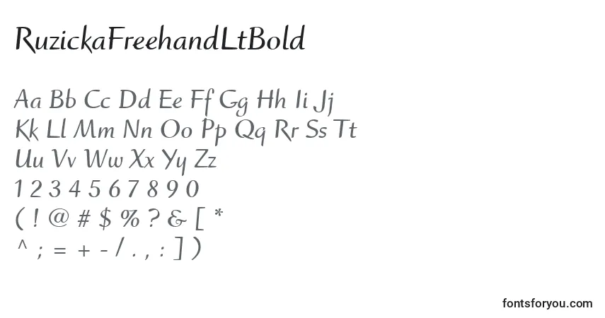 Шрифт RuzickaFreehandLtBold – алфавит, цифры, специальные символы