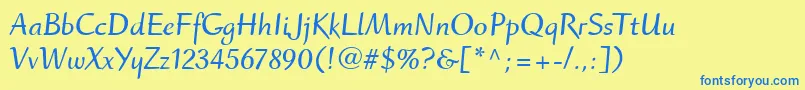 RuzickaFreehandLtBold Font – Blue Fonts on Yellow Background
