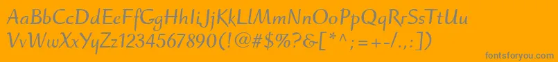 RuzickaFreehandLtBold-fontti – harmaat kirjasimet oranssilla taustalla