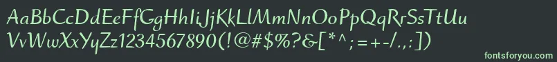フォントRuzickaFreehandLtBold – 黒い背景に緑の文字