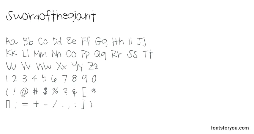 Czcionka Swordofthegiant – alfabet, cyfry, specjalne znaki