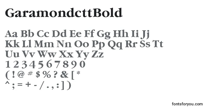A fonte GaramondcttBold – alfabeto, números, caracteres especiais