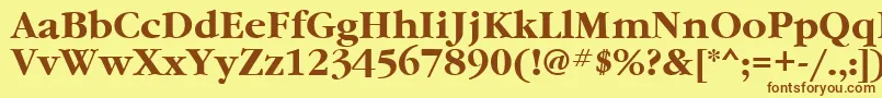 フォントGaramondcttBold – 茶色の文字が黄色の背景にあります。