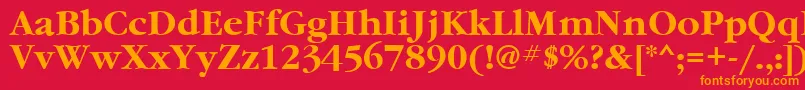 GaramondcttBold-Schriftart – Orangefarbene Schriften auf rotem Hintergrund