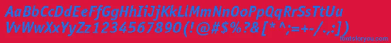 Шрифт OfficinasanscBolditalic – синие шрифты на красном фоне