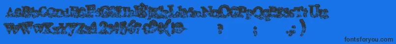 Mohawk-Schriftart – Schwarze Schriften auf blauem Hintergrund