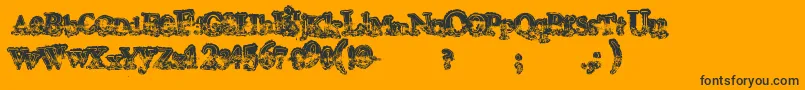 Mohawk-Schriftart – Schwarze Schriften auf orangefarbenem Hintergrund