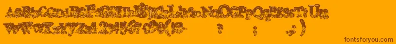 Mohawk-Schriftart – Braune Schriften auf orangefarbenem Hintergrund