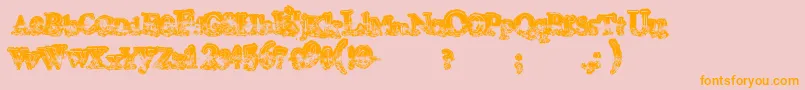 Mohawk-Schriftart – Orangefarbene Schriften auf rosa Hintergrund