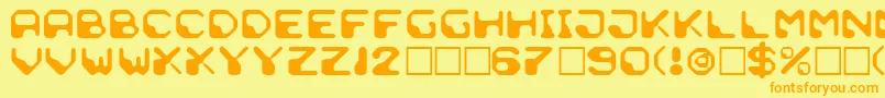 DemunLotion-Schriftart – Orangefarbene Schriften auf gelbem Hintergrund