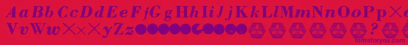Pb-Schriftart – Violette Schriften auf rotem Hintergrund