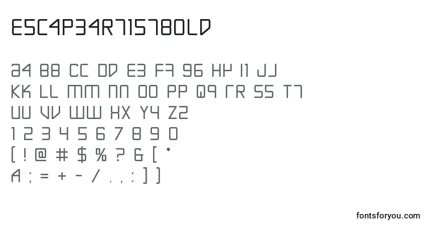 A fonte Escapeartistbold – alfabeto, números, caracteres especiais