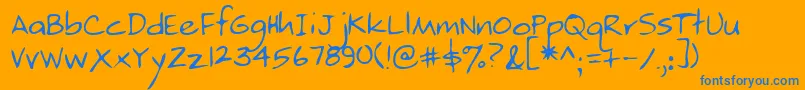 Lehn214-Schriftart – Blaue Schriften auf orangefarbenem Hintergrund