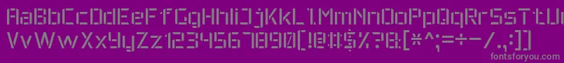 MilitaryFont7-fontti – harmaat kirjasimet violetilla taustalla