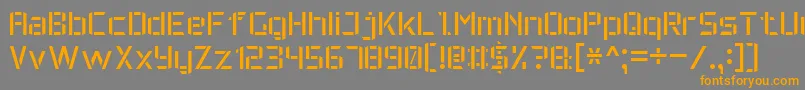 フォントMilitaryFont7 – オレンジの文字は灰色の背景にあります。