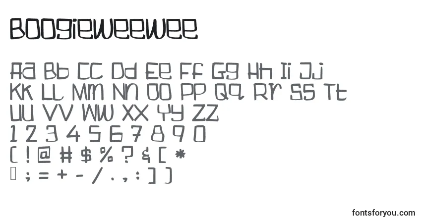 Schriftart Boogieweewee – Alphabet, Zahlen, spezielle Symbole