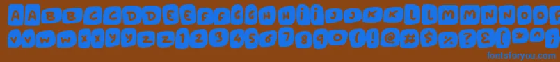 Marshmallows-Schriftart – Blaue Schriften auf braunem Hintergrund