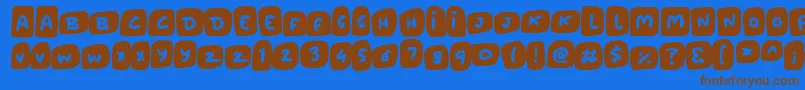 Marshmallows-Schriftart – Braune Schriften auf blauem Hintergrund