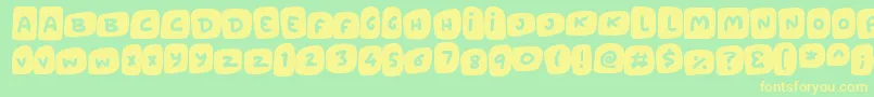 Marshmallows-Schriftart – Gelbe Schriften auf grünem Hintergrund