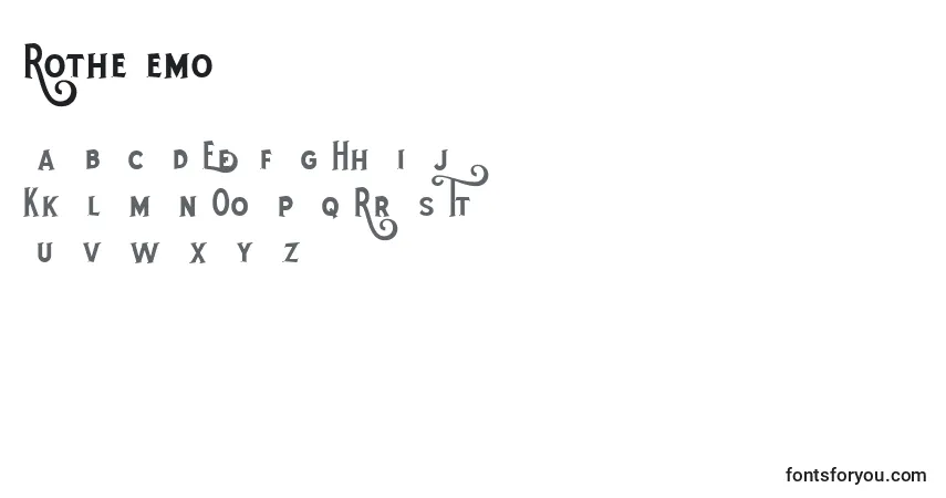 A fonte RotheDemo – alfabeto, números, caracteres especiais