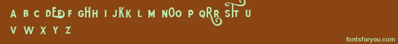 RotheDemo-fontti – vihreät fontit ruskealla taustalla