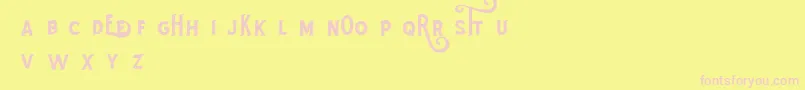 RotheDemo-fontti – vaaleanpunaiset fontit keltaisella taustalla