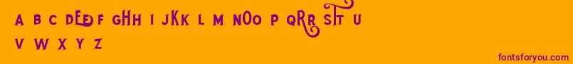 RotheDemo-fontti – violetit fontit oranssilla taustalla
