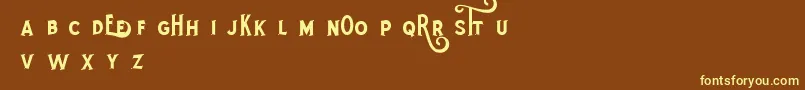 RotheDemo-fontti – keltaiset fontit ruskealla taustalla