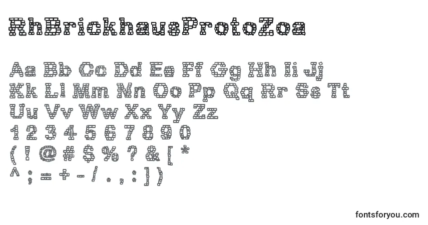 Fuente RhBrickhausProtoZoa - alfabeto, números, caracteres especiales