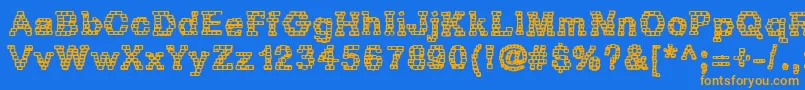 RhBrickhausProtoZoa Font – Orange Fonts on Blue Background