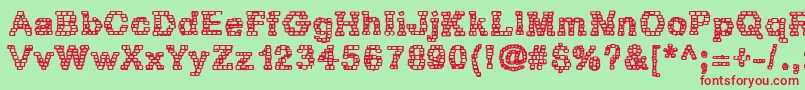 RhBrickhausProtoZoa Font – Red Fonts on Green Background