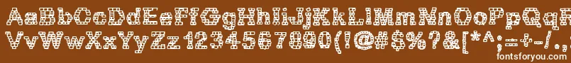 RhBrickhausProtoZoa-Schriftart – Weiße Schriften auf braunem Hintergrund