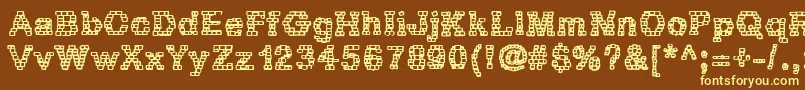 RhBrickhausProtoZoa Font – Yellow Fonts on Brown Background